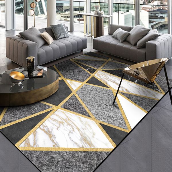 

european marble gold line cross door mat bedroom living room bedside rug customize velvet printing carpet non-slip floor mat