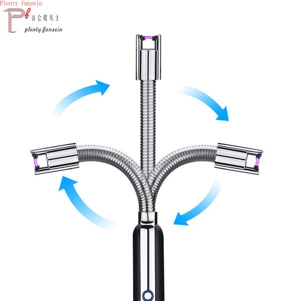 

rechargeable kitchen lighter with long handle electric arc candle tools windproof safe pulsed lighters for cooking camping bbq