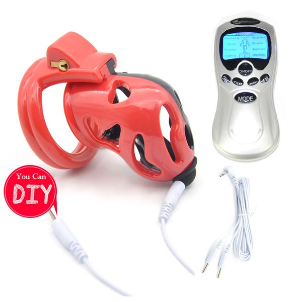 

male chastity device electric diy contrast color vent hole design cock cage q226