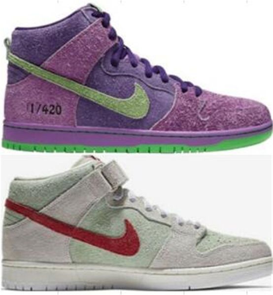 

Nike SB Dunk High Pro QS Purple Skunk 420 высокие премии С.Б. гад 420 De La О.Г. марочные баскетбольные ботинки Mens Женщины Спорт кроссовки зеленый фиолетовый мужчины обувь