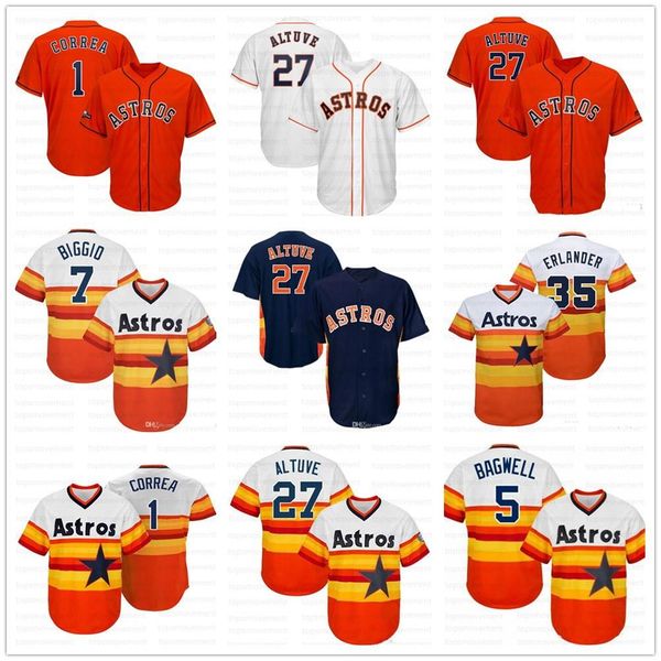

27 jose altuve men baseball jerseys 2 alex bregman 1 carlos correa 34 nolan ryan 4 george springer 45 gerrit cole m-xxxl 2020 new, Blue;black