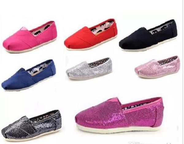 

2019 brand fashion flat tom shoes sneakers for boys girls kids breathable casual canvas shoes children glitter shoes, Black