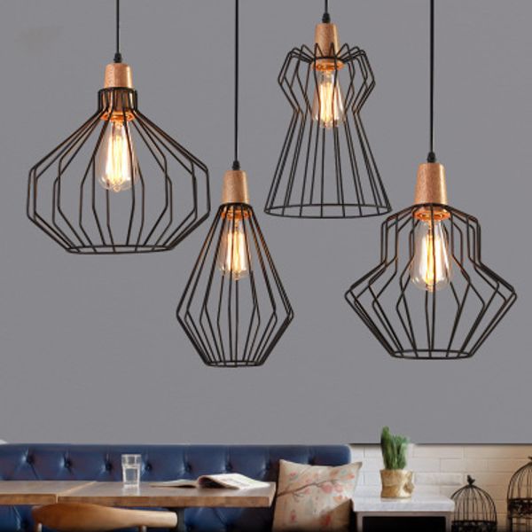 Antique Brass Wire Cage Pendant Light Black Birdcage Pendant