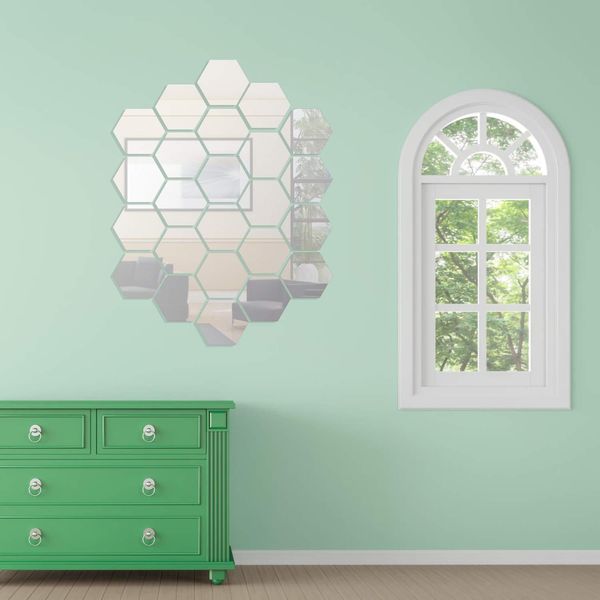 

50 pcs removable acrylic mirror sheets wall sticker decal for home living room bedroom decor
