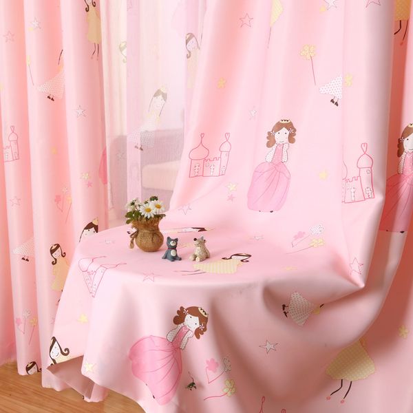 

byetee] children curtain cartoon princess pink girls baby room kids blackout curtains for bedroom window curtain drapes