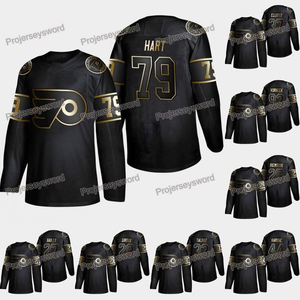 

Philadelphia Flyers Carter Hart 2019 Golden Edition Jersey van Riemsdyk Claude Giroux Michal Neuvirth Shayne Gostisbehere Jakub Voracek