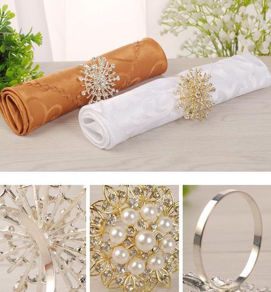 

14 style metal alloy napkin ring shiny rhinestone crystal napkin buckle gold silver color holder for party table decor
