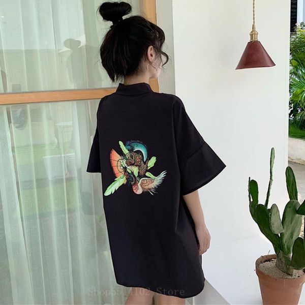 

chinese traditional dress for women summer 2020 news national tide printing mid-length loose short sleeve t-shirt, Red