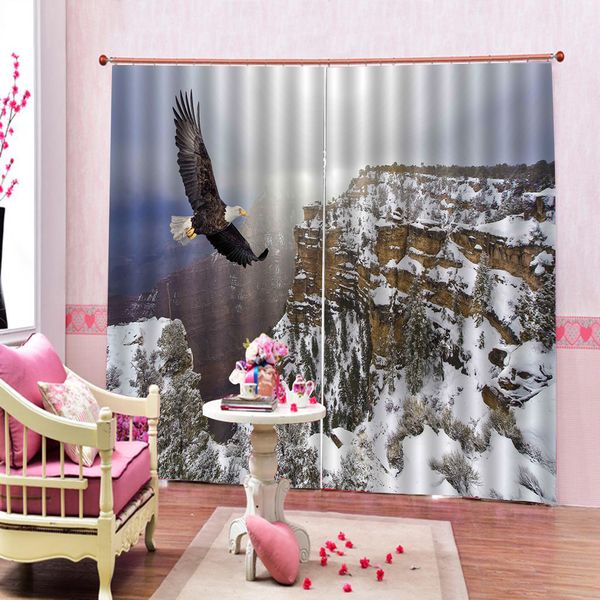 2019 Eagle Snow Mountain Paintings Window Curtain Indoor Home