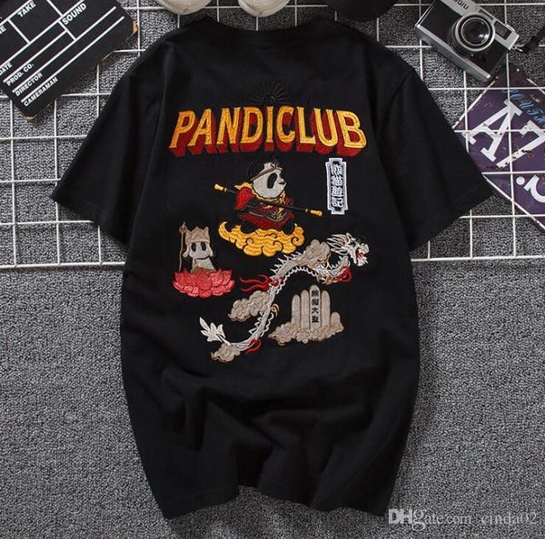 

pandiclub t-shirt men embroidery summer black short sleeve t-shirts men's clothing designer homme, White;black