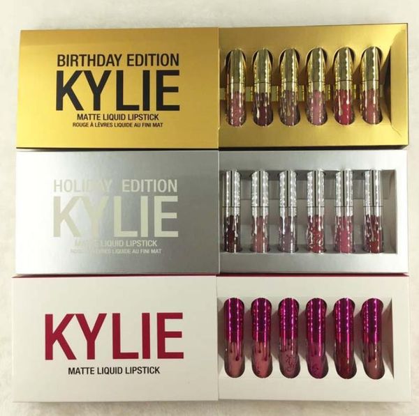 

Кайли Дженнер Cosmetics Matte Liquid Lipstick Mini Kit Lip Birthday Limited Edition С 6pcs Golden Box / набор Lip Gloss