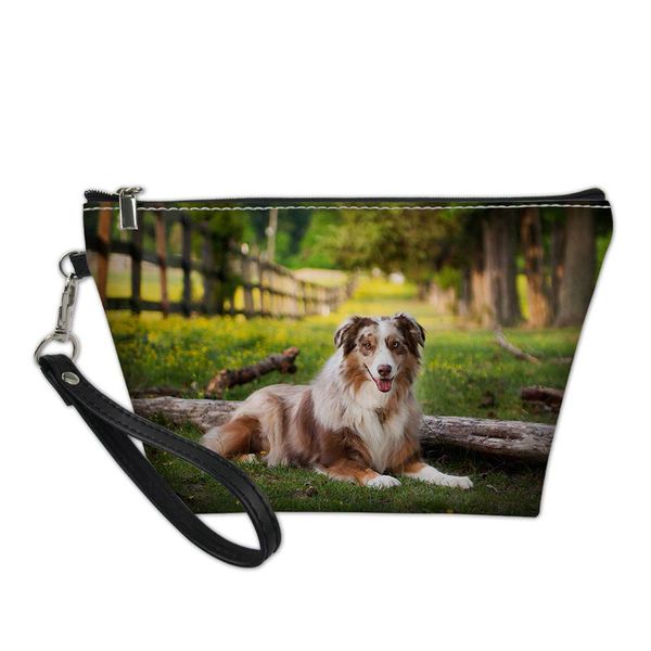 

travel cosmetic bag cases australian shepherd dog lover make up pouch functional box travel organizers bags girls toiletry bag