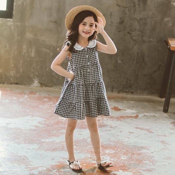 

summer casual baby girls sleeveless plaid print lace bowknot tutu dress kids toddler pageant sundress for teenager dropshipping, Red;yellow