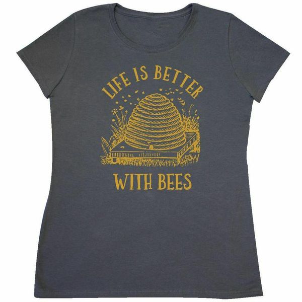 

life's better with bees women's t-shirt beekeeper honey pollen art fun tee shirt personality custom, White;black