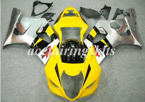 

4gifts injection mold new abs motorcycle full fairings set fit for suzuki gsx-r1000 k3 2003 2004 03 04 gsxr1000 bodywork set yellow silver