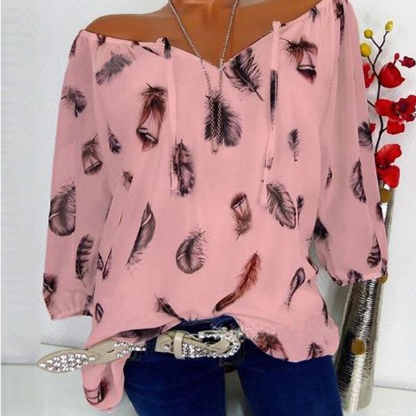 

new 2019 womens print blouse slash neck half sleeve loose blouse shirt women bandage collar shirts blusas plus size 5xl, White