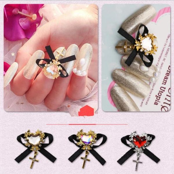 

diy nail art decorations nail jewelry fashion black lace cross art rhinestones acrylic decoration hot, Silver;gold