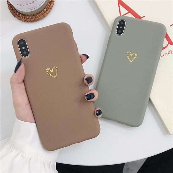 

plating heart phone case for iphone 11 pro max xr xs max 6 6s 7 8 plus x candy color simple soft silicon tpu back cover newstore