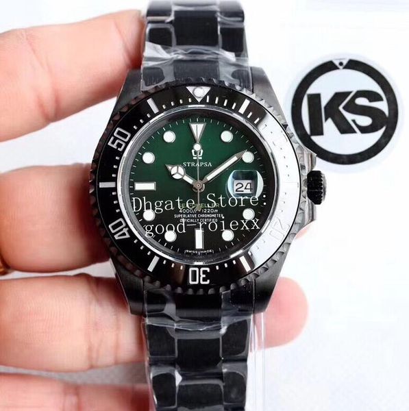 

43mm ks factory mens automatic eta 2824 mechanical movement watch men black pvd 126600 sea dweller dive sport watches 126603 wristwatches, Slivery;brown