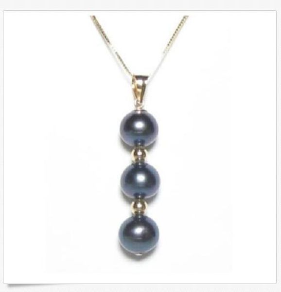 

charming perfect 10-11mm south sea tahaitian black pearl pendant 14k yellow gol, Silver
