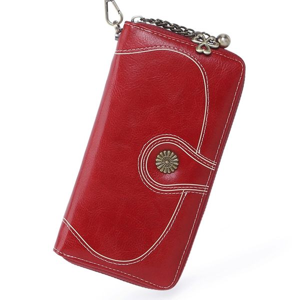 

2019 новые кошельки женские кошельки женский длинный бренд молния телефон леди винтаж кожаный кошелек женщина кошелек карты держатель клатч, Red;black