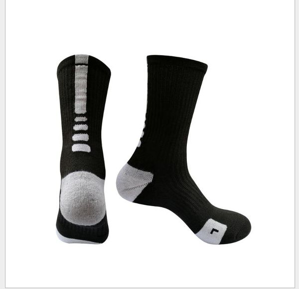 

quick-drying socks for men's basketball in towel sports socks, Black