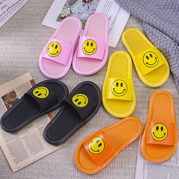 

new summer slippers mommy & me shoes smile face slippers family matching indoor antiskid home kids bath so010, Black;grey
