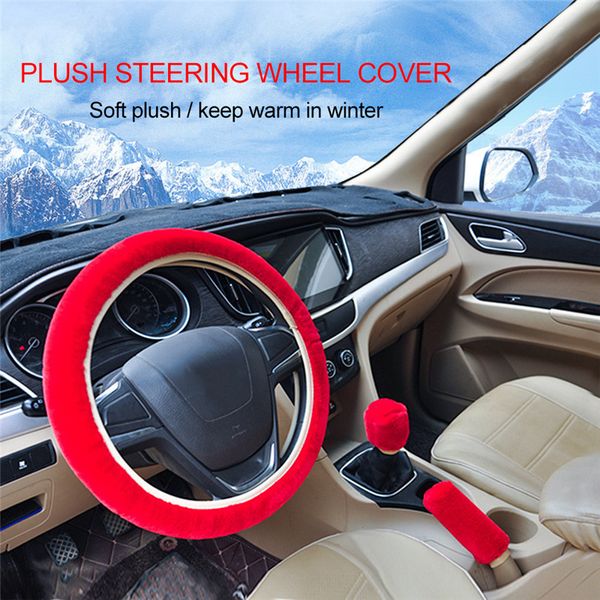 

universal car steering wheel cover soft plush fashion car accessories interior furry cute style auto anti-slip product dropship