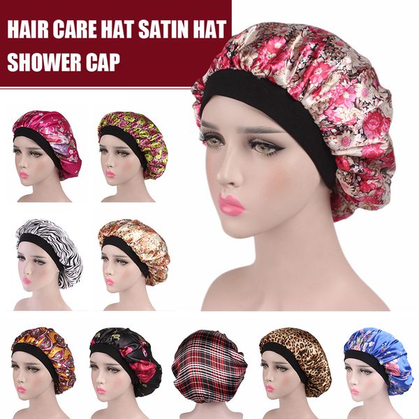 

hair satin bonnet for sleeping shower cap silk bonnet bonnet femme women night sleep cap head cover wide elastic band