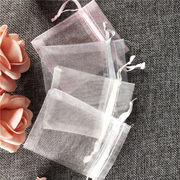 

50pcs 6x8 8x11 9x14 10x15 cm organza bags jewelry packaging bags wedding party decoration drawable gift pouches 5z