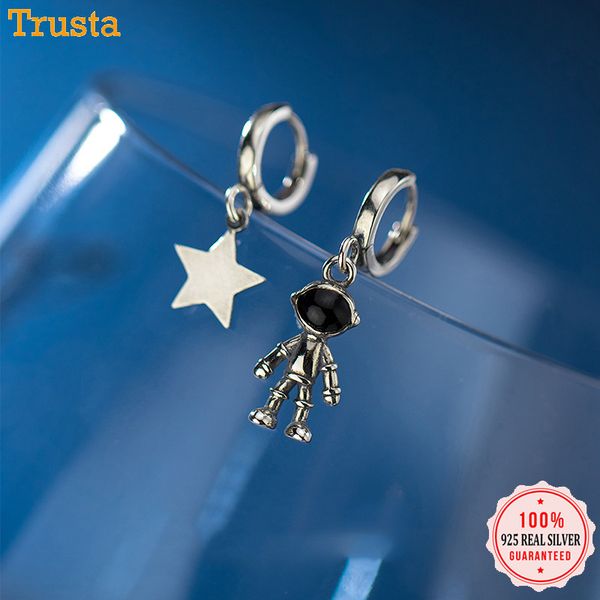 

trustdavis стерлингового серебра 925 пробы асимметричная звезда творческий астронавт шарм обруч серьги для женщин стерлингового серебра-ювел, Golden;silver