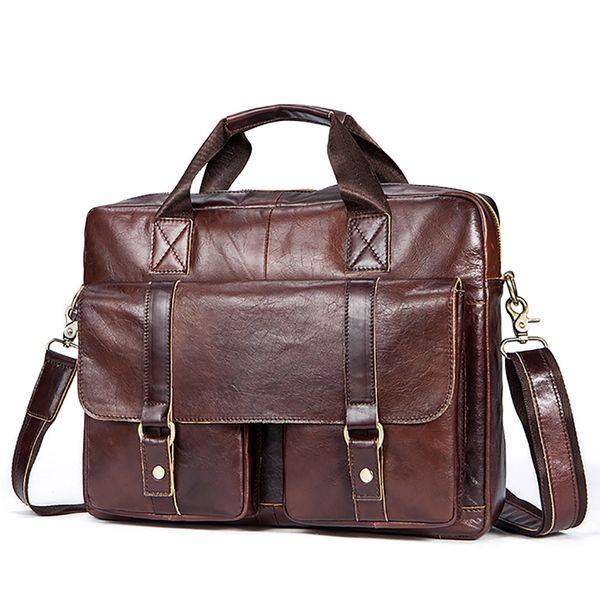 

new luxury cow genuine leather business men's briefcase male briefcase shoulder bag men messenger bag vintage tote computer