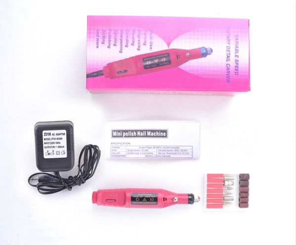 

portable nail art drill kit nail care pen electric grinding machine nail polish remover care tool variable speed rotary detail carver, Silver