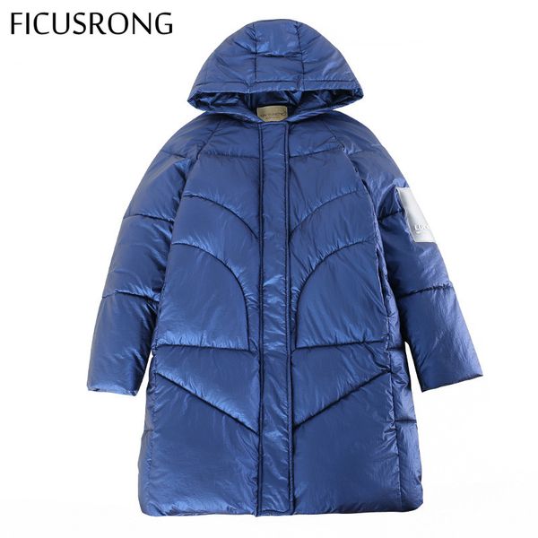 

ficusrong мода зимняя куртка женщин с капюшоном пальто женщины вниз parka теплый плюс размер шинель куртки ветровки, Black