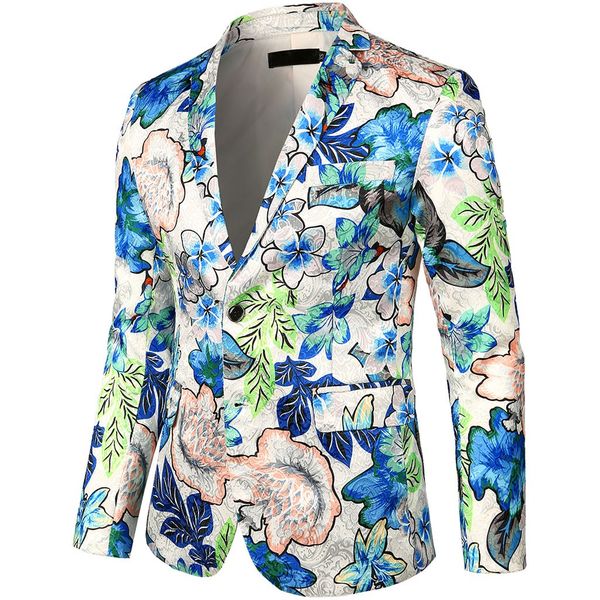 

2019 new men printed suits jacket casaco terno masculino suit cardigan wedding suits jacket 7.2, White;black