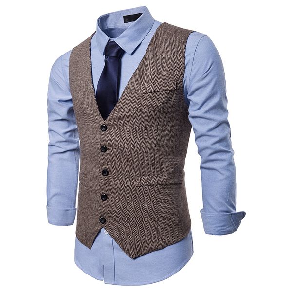 

brand autumn new men's vest business casual v-collar carelecos para hombre vest waistcoat, Black;white