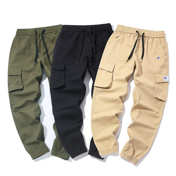 

2019 мужская drawstring дизайнер повседневные брюки женщины jogger спорт твердые модные брюки карманные прямые брюки полная длина, Black