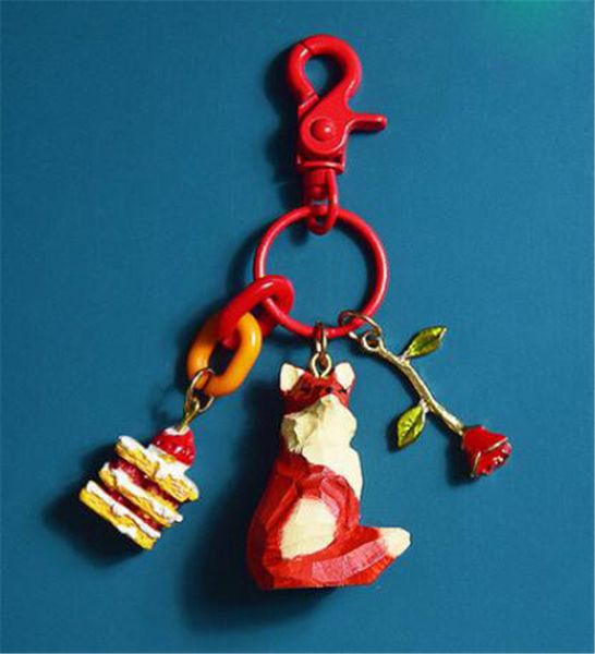 

animal rose cake figure keychain the little prince pendant cosplay props decor for women bag car keyring toys doll 1pcs, Silver