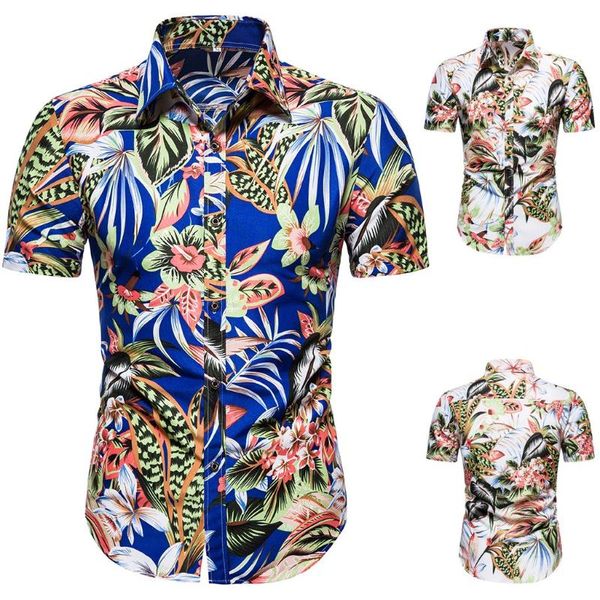 

мужская рубашка гавайский пляж цветочные печати рубашка top casual короткий рукав летние каникулы отпуск мода плюс размер, White;black