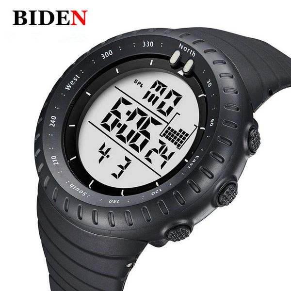 

байден модный бренд кварцевые мужские часы мужские повседневные спортивные светодиодные цифровые наручные часы relogio masculino, Slivery;brown