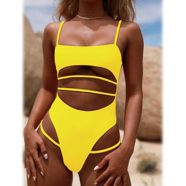 

strappy bandage bikini set 2019 new solid swimming wear for women dark blue swimsuits new thong maillot 4color