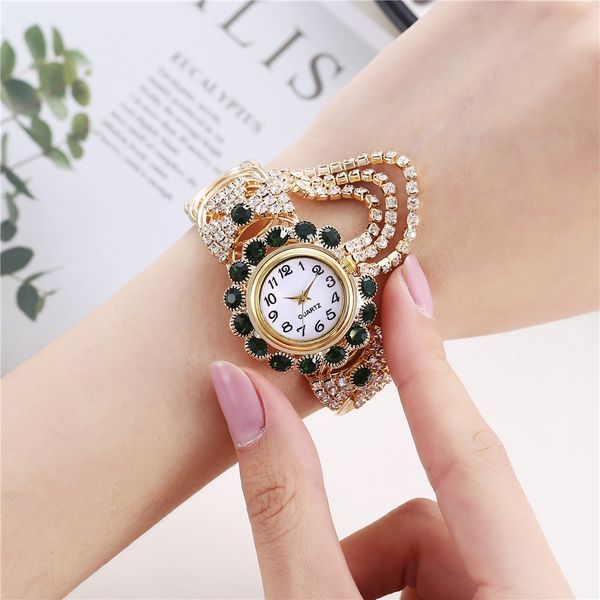 

luxury rhinestone digital watch alloy steel strip bracelet watch fashion ladies quartz wristwatch women clock gift kol saati2019, Slivery;brown