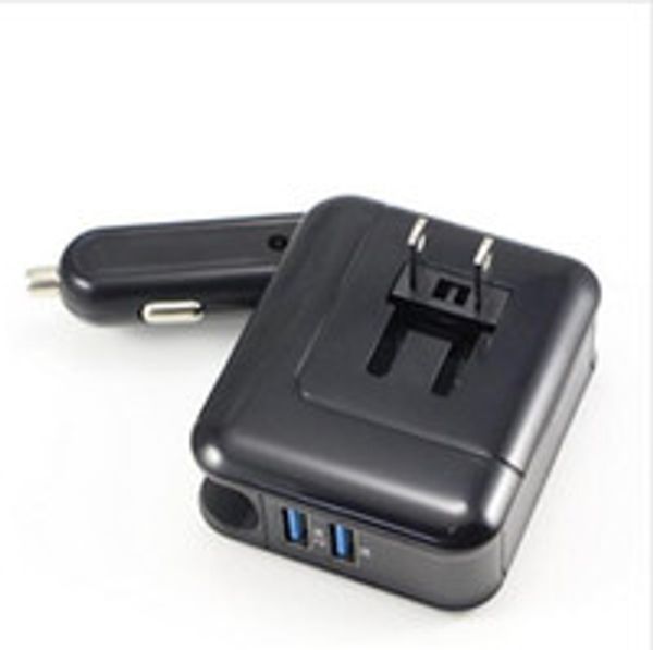 

new 2in1 compact wall charger car converter dual usb port 5v 2.1a fast charging folding home travel charger ac / dc power adapter