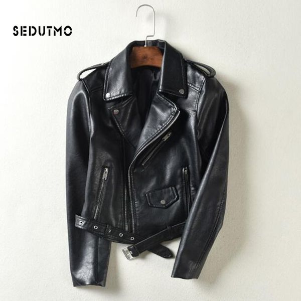 

sedutmo 2018 spring plus size 3xl faux leather jacket women black punk coat autumn biker jacket motorcycle outerwear ed144