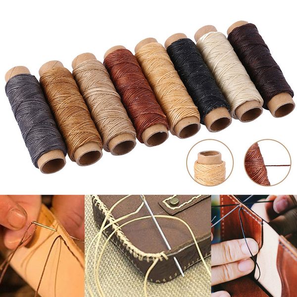 

8 roll 30m long waxed thread cord for luggage wallet shoes tents carpets saddles canvas coats leather repair diy sewing line, Black;white