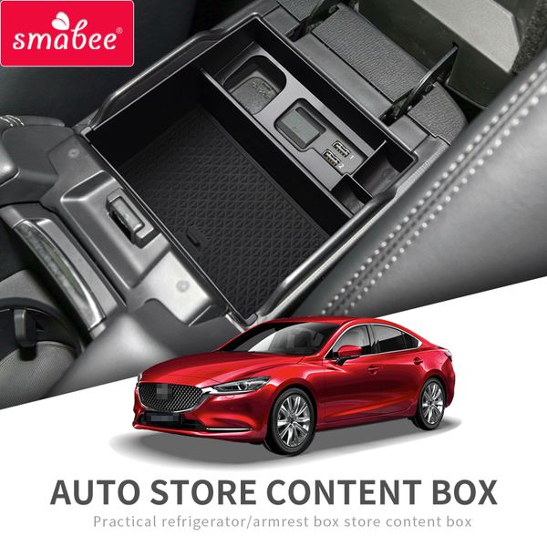 

smabee car armrest box storage for 6 atenza 2019 2020 accessories organizer center console tray box black