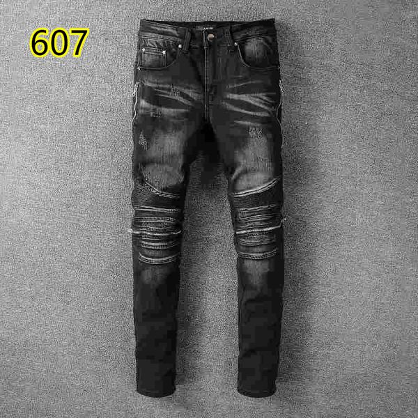 

2019 011 amiri jeans famous brand designer jeans men fashion street wear mens biker jeans man pants, Blue