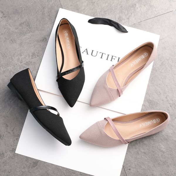 

women flats pink black pure color plus small size 33 34 large 42 43 44 45 suede leather pointed toe office lady flat heel shoes
