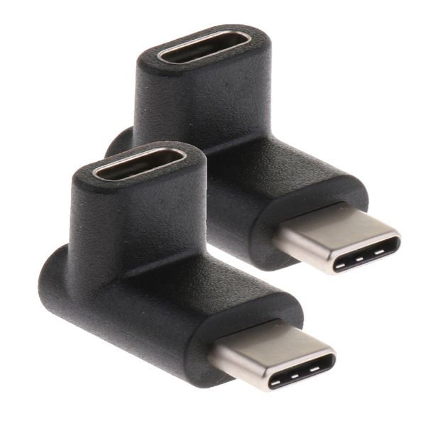 

2pcs usb 3.1 90degree type c right angle adapter male to female plug