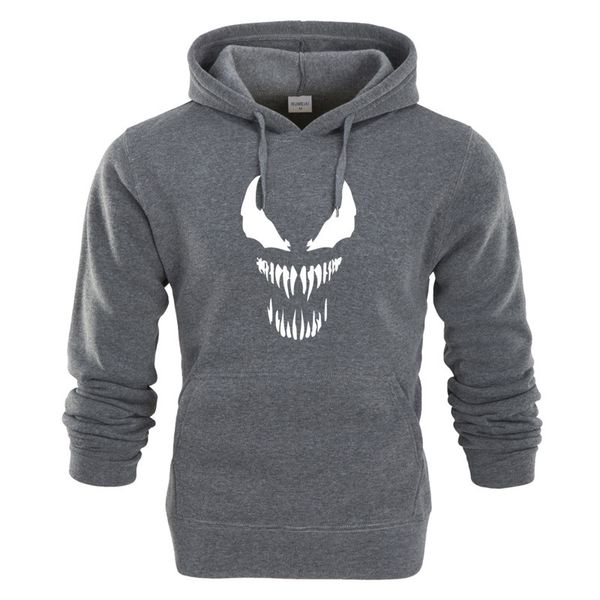 

2018 mens venom printing hoodies sweatshirts cotton hooded sudadera men marvel casual velvet hip hop streetwear mens clothes, Black